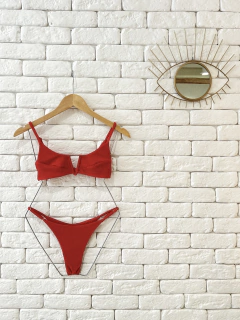 Top Aro V Vermelho Carmel - Milamar Moda Praia e Acessórios Femininos