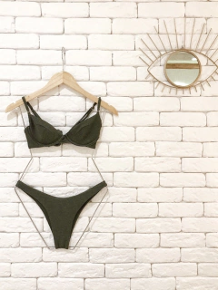 Top Aro Meia Taça Verde Croco Carmel