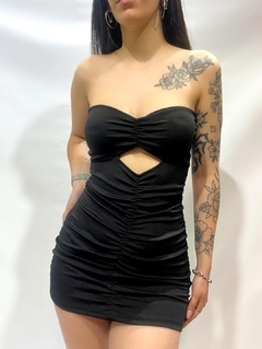 Vestido microf strapless frunce y tazas Art 50402 - comprar online