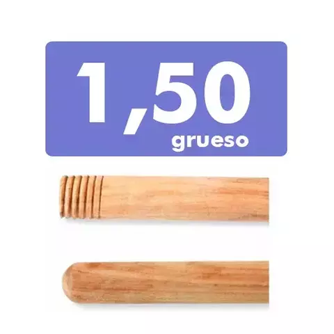 CABO DE MADERA BARRENDERO 150 cm - ROSCA 30 mm