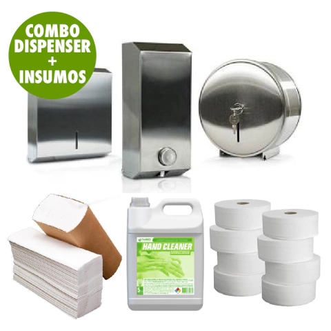 COMBO DISPENSERS ACERO INOX + INSUMOS