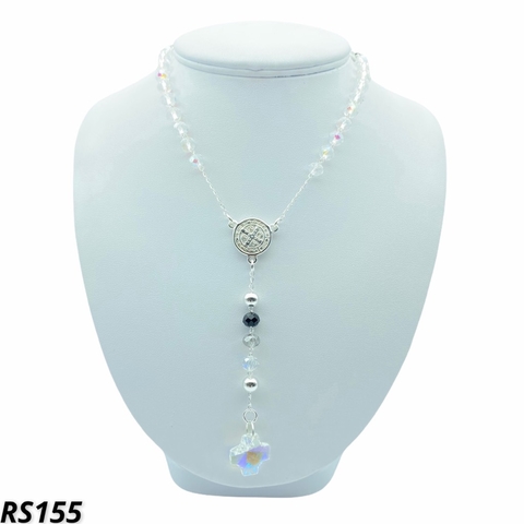 Rosario de acero quirúrgico blanco