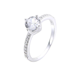 anillo solitario compromiso plata y cubic