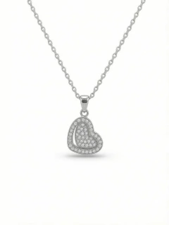 GARGANTILLA CORAZON MOVIL CUBIC Y PLATA - comprar online