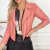 JAQUETA FEMININA COURO FAKE ROSA