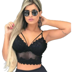 Cropped Renda Com Bojo Sexy Feminino Moda Tiras - buy online