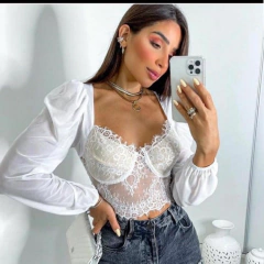 CROPPED AROO MANGA LONGA TULE