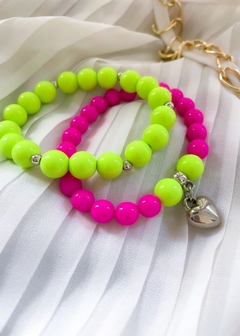 Pulseira Verde e Rosa