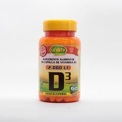 Vitamina D3 - 60 Cápsulas 2000 UI Suplemento Alimentar Colecalciferol - Unilife -