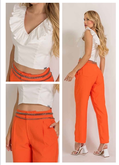 Calça Alfaiataria Reta Laranja
