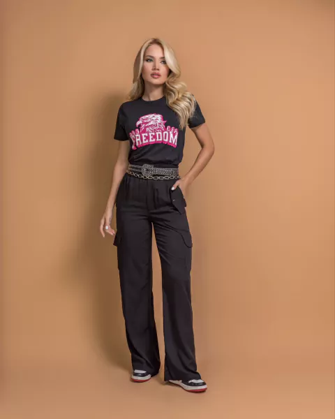 Calça Cargo Bolsos Preta