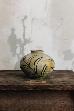 Vaso Ovni verde musgo - ÚNICO