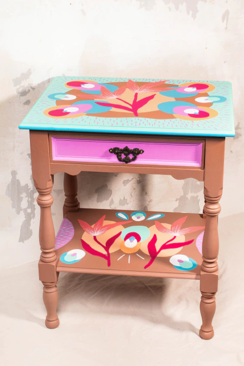 Mesa de cabeceira 70´s Ana Clara - rosa antigo