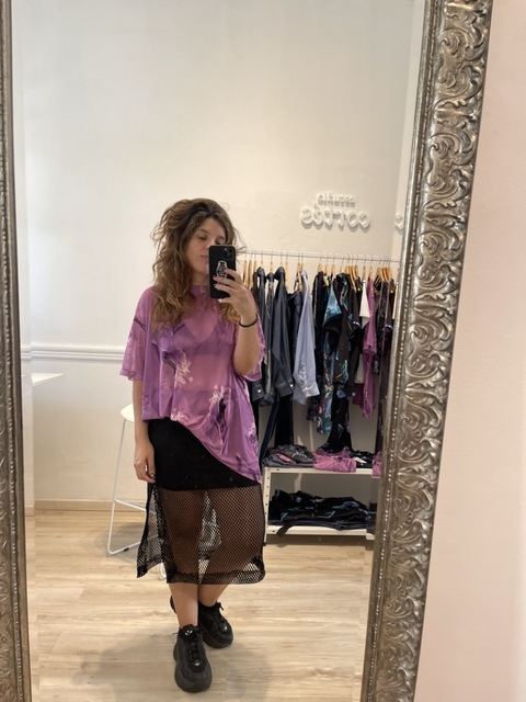 Remera Microtul Oversize Flores Lilac - comprar online