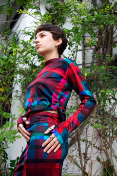 Polera Tartan Burgundy - comprar online