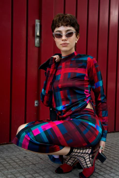 Polera Tartan Burgundy