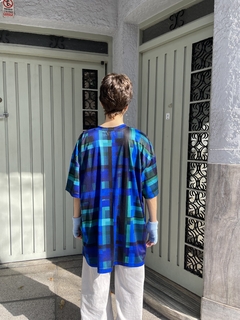 Remera Over Tartan Blue - Estudio Cortés