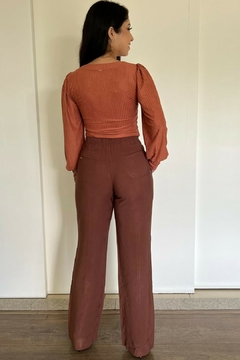 30128-BLUSA MALHA CANELADA PALA COM RENDA ROSA ANTIGO - loja online
