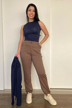 Imagem do 30924-CONJUNTO CASACO E BLUSA MALHA TRICOT AZUL MARINHO