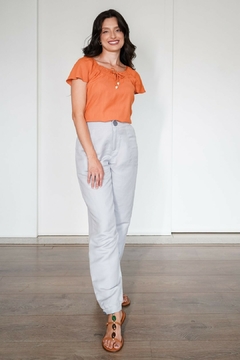 31090-CALÇA ALFAIATARIA LINEN FRESH AÇO - Loja Clara Assis