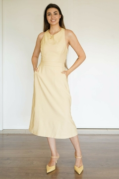 31294-VESTIDO MIDI SENSORIALE LINEN GOLD GRASS