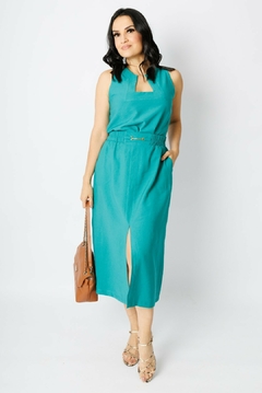 Imagem do 31040-CONJUNTO SAIA E BLUSA SENSORIALE LINEN VERDE JASPE