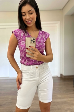 30542-BERMUDA JEANS COM ELASTANO BRANCA - comprar online