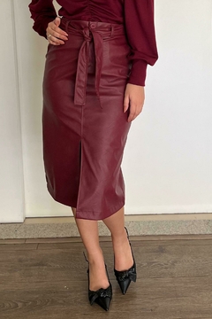 30811-SAIA MIDI MALHA LEATHER VINHO COM ELASTANO
