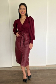 30811-SAIA MIDI MALHA LEATHER VINHO COM ELASTANO - comprar online
