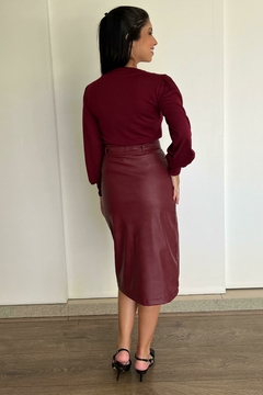 30811-SAIA MIDI MALHA LEATHER VINHO COM ELASTANO - loja online