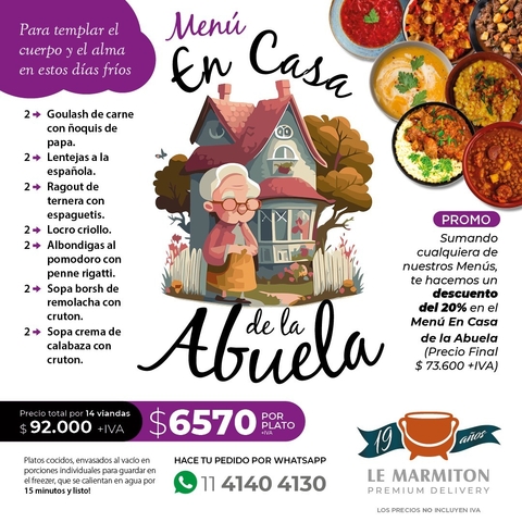 MENU EN CASA DE LA ABUELA - comprar online
