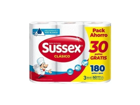 Rollo de cocina clásico 3 x 60 paños Sussex - comprar online