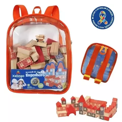 BRINCANDO DE ENGENHEIRO MINHA MOCHILINHA 100 PCS