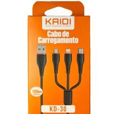 Cabo Com 3 Ponta Tripla Usb De Carregamento - Kaidi Kd-30