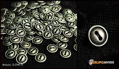 Boton de metal med 18 ( 11 mm ) ( art 12-3747 ) color Plata Vieja x 144 unidades - 2 agujeros