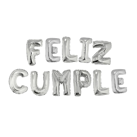 Globos "Feliz Cumple" 14" Plateado