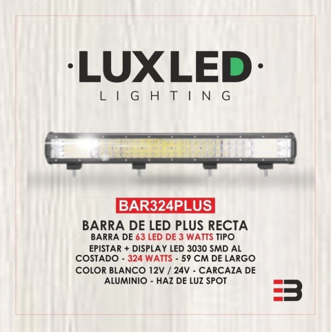 Barra faro led 12/24volt.63 leds DE 3 watts BAR324PLUS EPISTAR