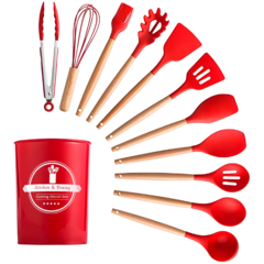 Kit Utensílios Cozinha 12 Peças Silicone Antiaderente