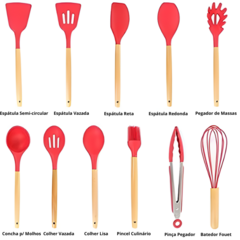 Kit Utensílios Cozinha 12 Peças Silicone Antiaderente - comprar online
