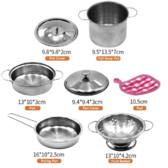 Conjunto De Cozinha Panelas Infantil De Inox 11 Peças