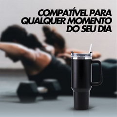 Copo Térmico Grande 1200 Ml Canudo Parede Dupla Cor preto - BRINQUEDOS E UTILIDADES 