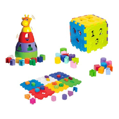 Kit Brinquedo Educativo Didático Cubo + Torre De Montar na internet