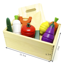 KIT FRUTAS E LEGUMES DE MADEIRA PINUS EDUCATIVO MONTESSORI - BRINQUEDOS E UTILIDADES 