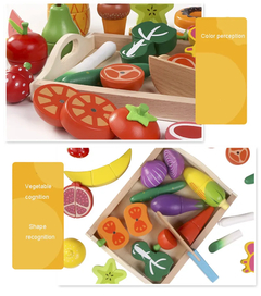 KIT FRUTAS E LEGUMES DE MADEIRA PINUS EDUCATIVO MONTESSORI - comprar online