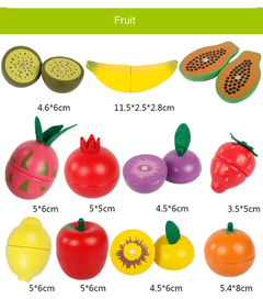 KIT FRUTAS E LEGUMES DE MADEIRA PINUS EDUCATIVO MONTESSORI - BRINQUEDOS E UTILIDADES 