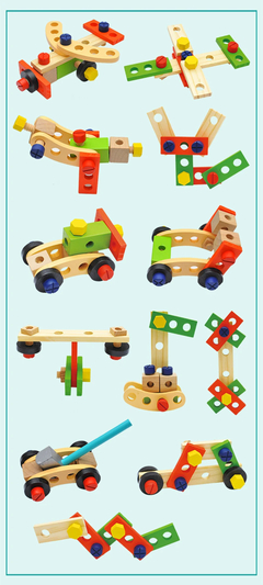 Caixa de Ferramentas Brinquedos Educativos Montessori De Pinus - BRINQUEDOS E UTILIDADES 