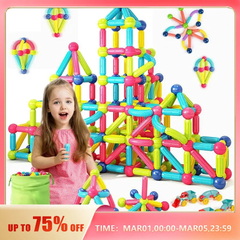 Blocos de Construção Magnéticos Montessori Brinquedos Educativos