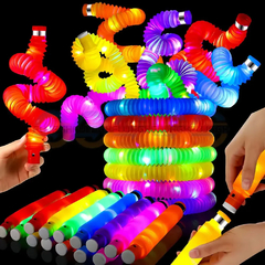 Imagem do Poptube Com Led Tubo Fidget Tube Toys Folding Pop It Anti Estresse Iluminação