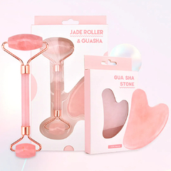 Rolo Pedra De Jade + Placa Gua Sha Massagem Facial Anti Rugas - comprar online