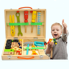 Caixa de Ferramentas Brinquedos Educativos Montessori De Pinus - BRINQUEDOS E UTILIDADES 